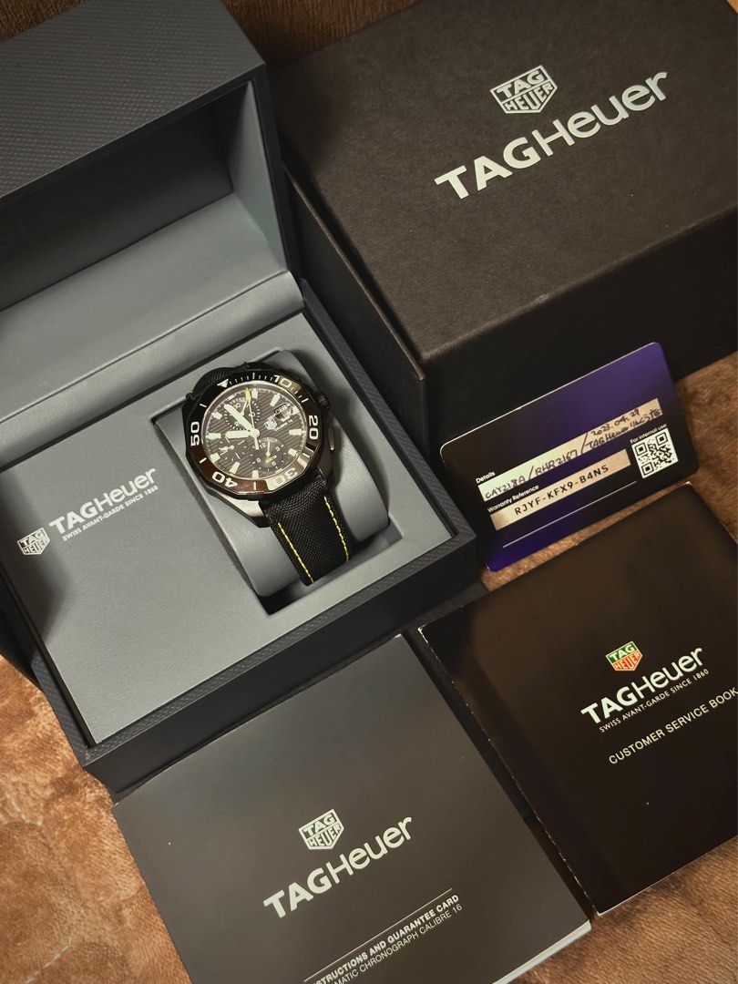 Tag heuer (Category: Luxury Watches) located in San Fernando. Submitted by fityrion (Listing ID 1457201882, Image 1). Description: 2023 TAG HEUER AQUARACER TITANIUM (DISCONTINUED) - Reference: CAY218A.FC6361 - Calibre 16 Automatic Movement - 43mm case size - Titanium Fine-Brushed/Polished Case - Steel and Ceramic Bezel - Folding Clasp - Sand Blasted - 48hrs Powers reserve - 300m Water Resistance - 9.8/10 condition (can pass as new) - Complete Inc