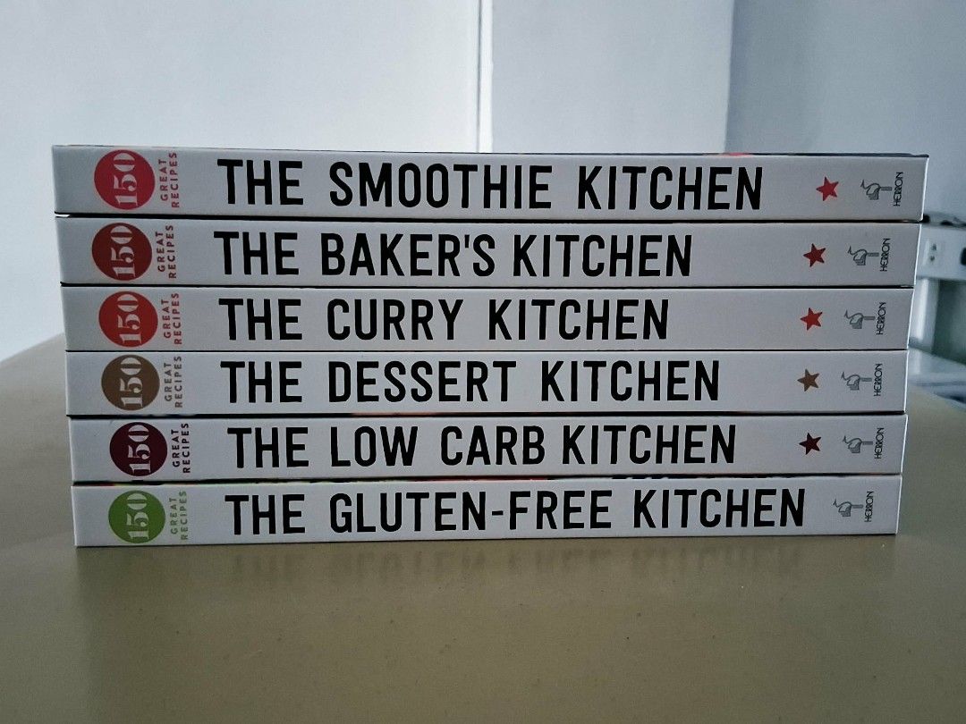 The Kitchen Series Cookbooks - 6 Books (Category: Storybooks) located in Manila. Submitted by luckyrabbit.6c9d22 (Listing ID 1457201610, Image 1). Description: - Set of 6 'The Kitchen' series cookbooks - Titles include: Smoothie, Baker's, Curry, Dessert, Low Carb, and Gluten-Free - Each book features 150 delicious recipes - Published by Herron - Perfect for expanding your culinary repertoire.