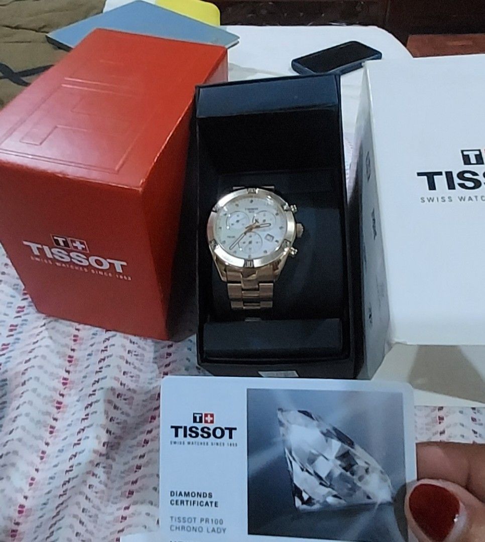 Tissot Ladys Watch PR 100 (Category: Luxury Watches) located in Talisay. Submitted by j-selectfinds (Listing ID 1457185457, Image 1). Description: selling my Preloved Tissot Pr100 chrono Ladys watch.With complete inclusions,.Box,diamond cert.Slightly used..
