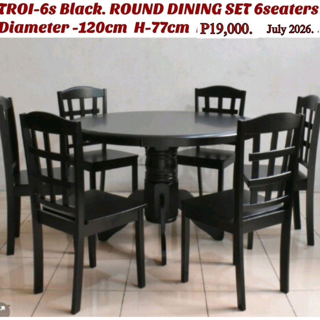 TROI ROUND DINING TABLE SET . (Category: Tables & Sets) located in Binan City. Submitted by mark.365 (Listing ID 1333481781, Image 2). Description: TROI ROUND DINING TABLE SET. 6seaters P19,000. Diameter 120cm x H-77cm 4seaters P 14,000. Diameter 110cm x H-77cm Pls like us on FB. Bonifacio NBE Sales Center.