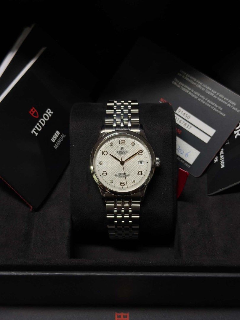 Tudor Geneve Automatic Watch (Category: Luxury Watches) located in Caloocan City. Submitted by _syddd (Listing ID 1457271147, Image 1). Description: ‼️PLS DO NOT GRAB OUR PHOTOS‼️ Shop: watchlandph T. 1926 White Dial with 5 Diamonds Ref. 91450 Year 2026 Brand new Complete set with box, manual, warranty card 36mm diameter Sapphire Crystal Stainless steel Price: 120k ✅ Below SRP of 180k ‼️ - Tudor Self-Winding Automatic Watch - White Textured Dial 