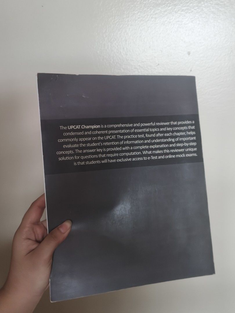 UPCAT Review Book (Category: Textbooks) located in Dagupan City. Submitted by tel.yna (Listing ID 1457205144, Image 2). Description: Upcat review book good for 🌟upcat 🌟admission test on state univs 🌟admission test on scholarships well used. personally used it on reviewing for admission test sa state univ :) MOP: Bank transfer — Payment first MOD: Jnt 📍 Pangasinan.