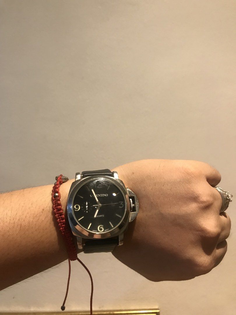 Valentino Watch Panerai Style (Category: Luxury Watches) located in Quezon City. Submitted by wealthman8888 (Listing ID 1457250909, Image 1). Description: Sf Buyer shoulder Valentino Watch Panerai Style Newly Change Battery 400 worth New Strap Rubber 600 Worth As is Working Sign of usage sa body .