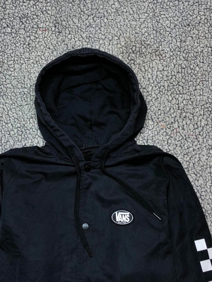 Vans Kastle Check Me Black Windbreaker Jacket (Category: Coats, Jackets and Outerwear) located in Tayabas. Submitted by retro.rags69 (Listing ID 1457260789, Image 2). Description: Vans Kastle Check Me Black Windbreaker Jacket * Excellent condition * Color rate: 9.5/10 * width: 22 * length: 29 * No Issue * Printed & Patch Logo * Solid Backhit Design * Best Fit: Medium-Semi Large.