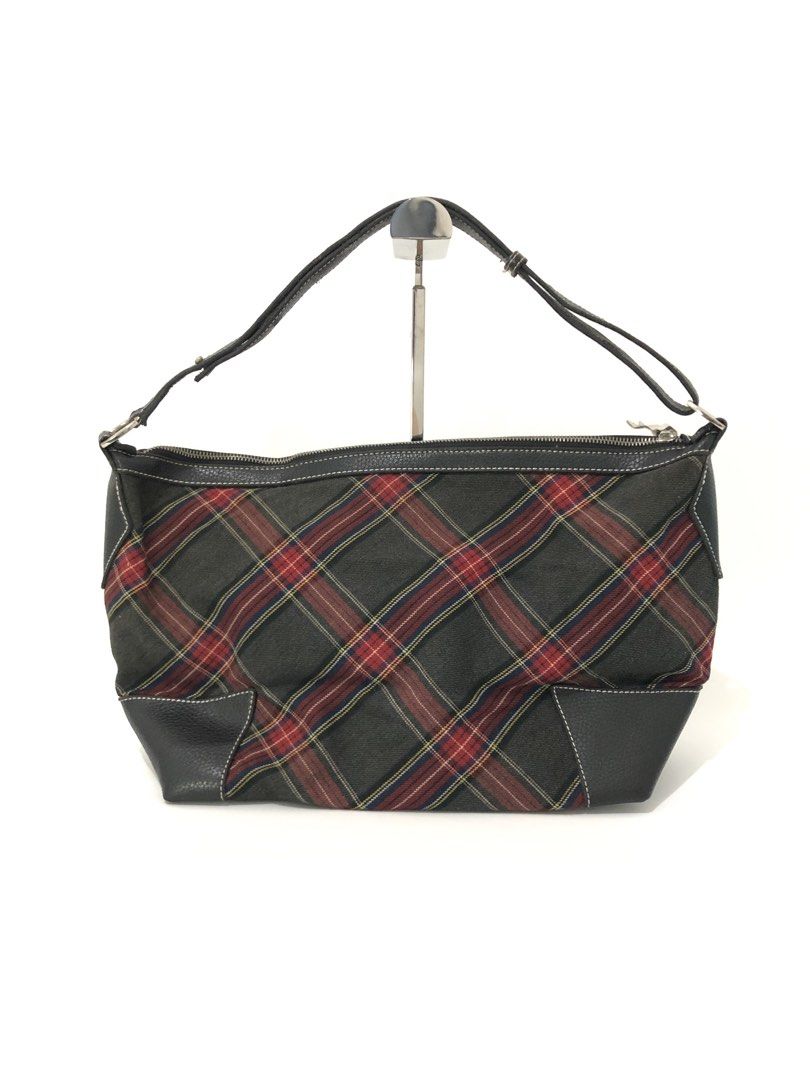 Vivienne Westwood Tartan Bag (Category: Shoulder Bags) located in Victorias. Submitted by lostrags_ (Listing ID 1457273921, Image 3). Description: Original Vivienne Westwood handbag A beautiful tartan pattern featuring black leather trim and a silver-tone orb logo accent. Spacious Clean and well-cared-for interior Shoulder or handheld Adjustable strap .