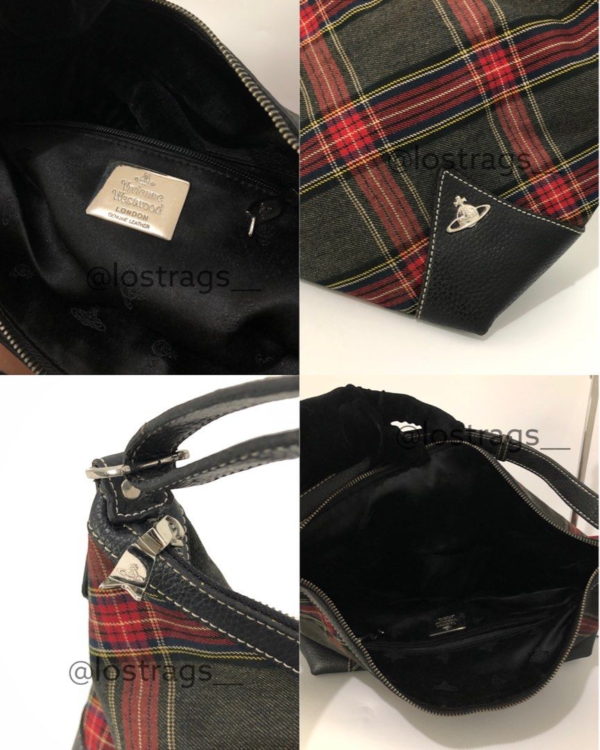 Vivienne Westwood Tartan Bag (Category: Shoulder Bags) located in Victorias. Submitted by lostrags_ (Listing ID 1457273921, Image 2). Description: Original Vivienne Westwood handbag A beautiful tartan pattern featuring black leather trim and a silver-tone orb logo accent. Spacious Clean and well-cared-for interior Shoulder or handheld Adjustable strap .