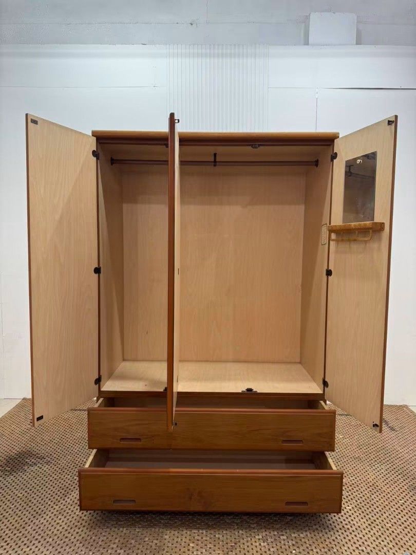 Wardrobe (Category: Shelves, Cabinets & Racks) located in Meycauayan. Submitted by marygracecasimiro (Listing ID 1457223069, Image 3). Description: Wooden 3-Door Wardrobe with Drawer Price: 15,500 L46 x W22.5 x H70.5 In good condition💜💜.