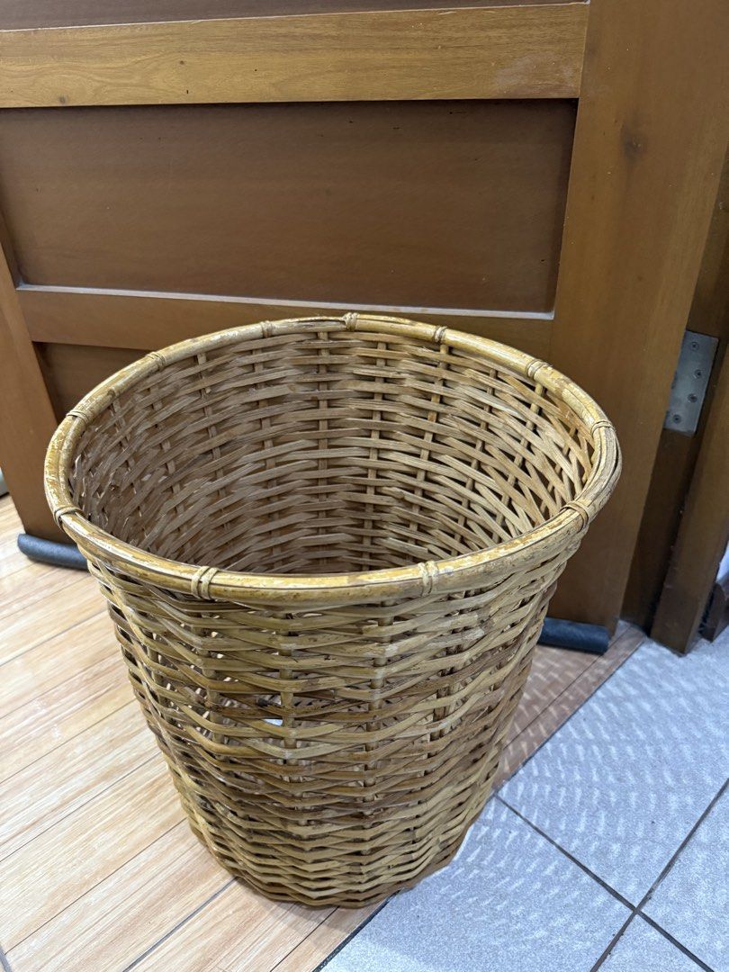 Woven Rattan Can / Laundry Basket (Category: Storage Boxes & Baskets) located in Mandaluyong City. Submitted by toby.yumi (Listing ID 1457271895, Image 2). Description: - Natural woven bamboo basket - Ideal for trash or laundry - Tapered shape for a stylish look - Sturdy and durable construction - Adds a rustic touch to your home decor.