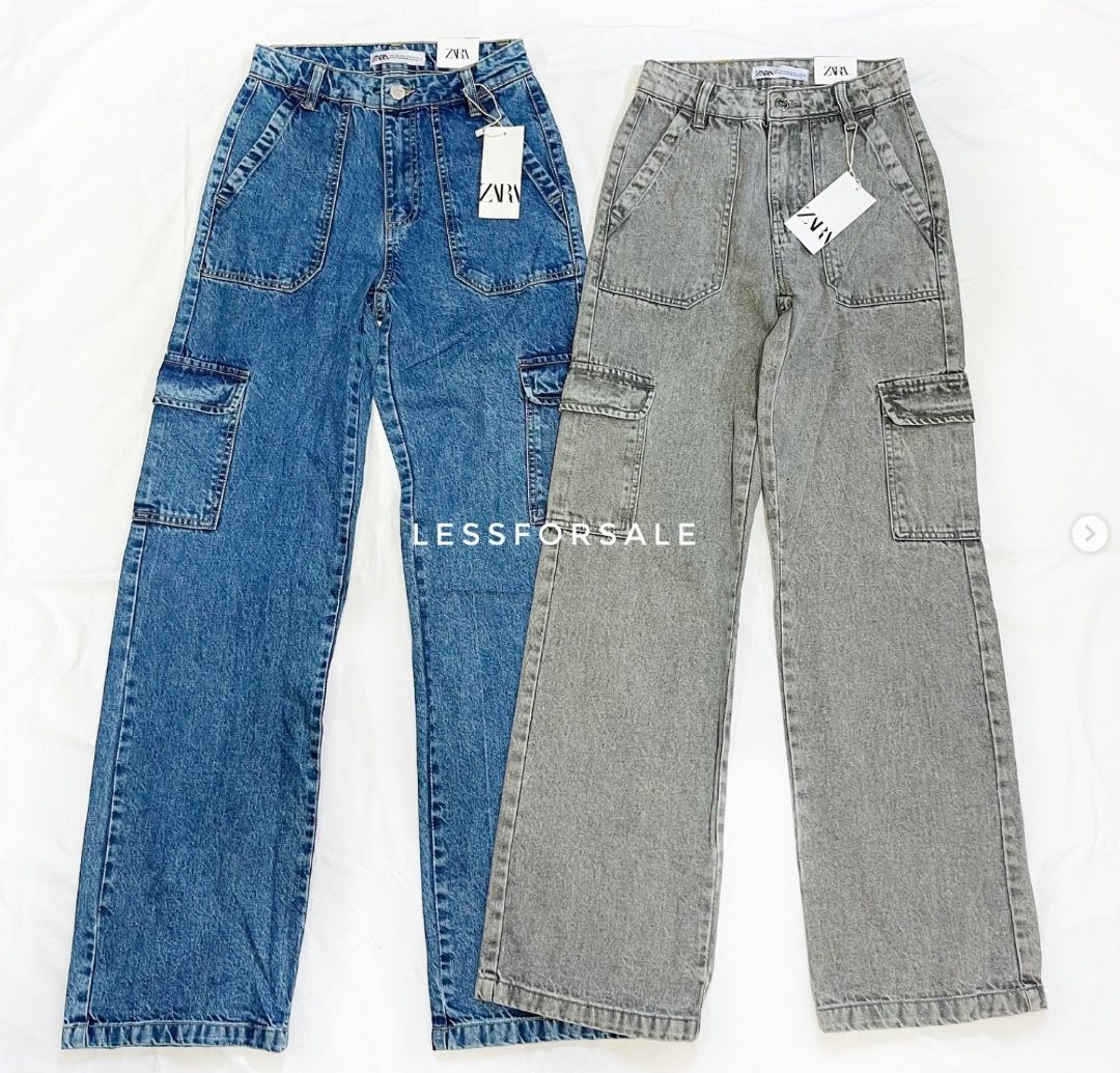Zara Grey Cargo Pants (Category: Other Bottoms) located in Tanza. Submitted by kmoarse (Listing ID 1457146138, Image 1). Description: - Can fit size 22-24 - Zara Grey Cargo Pants - Wide leg fit - Multiple pockets - Button and zip front closure - Washed denim-like material - Ideal for casual wear.