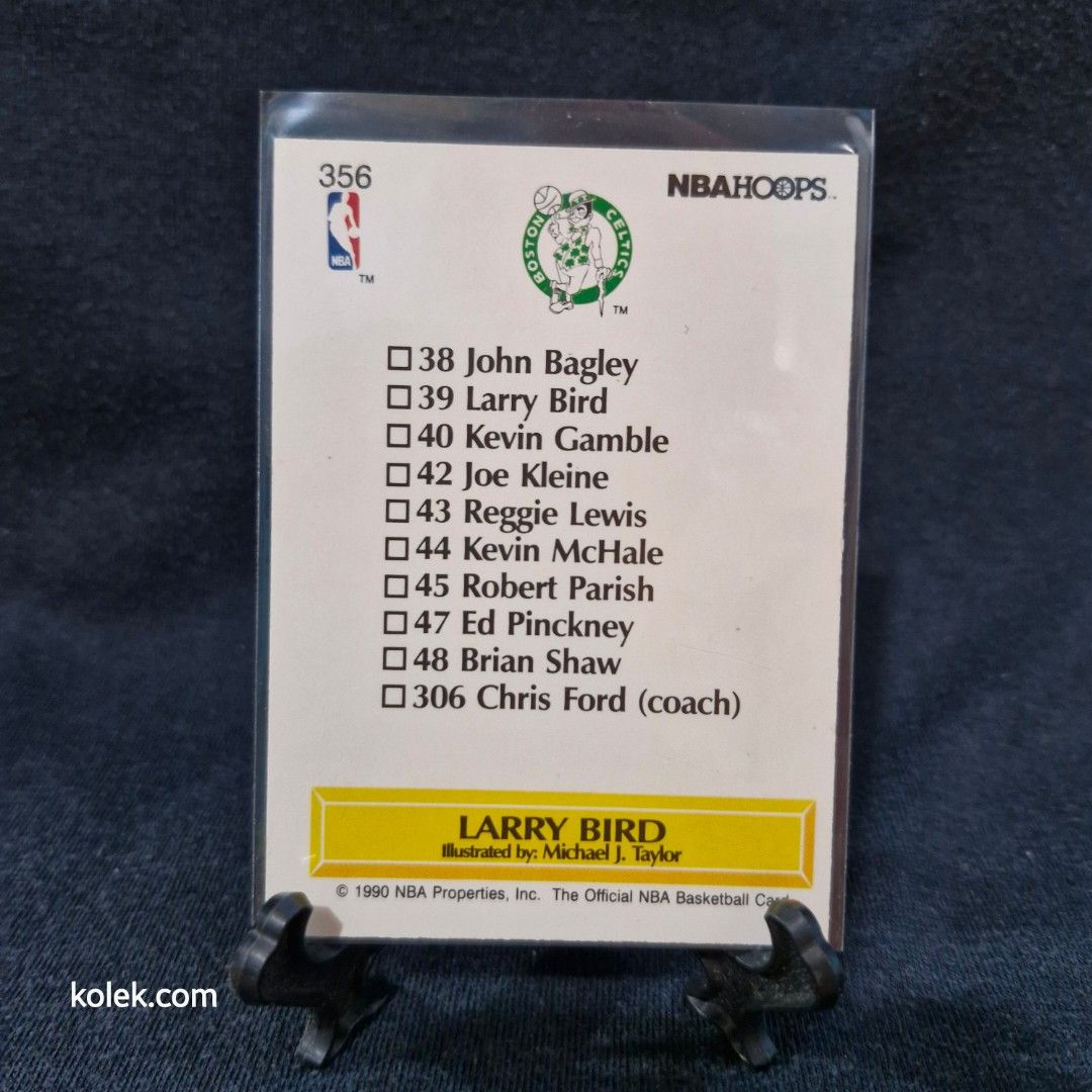 1990 NBA Hoops Larry Bird #356 (Category: Raw Singles) located in San Pedro. Submitted by .kolek.com (Listing ID 1457447659, Image 2). Description: NBA Card (Raw) Excellent Condition Clean card Sharp edges Smooth Surface No Toploader❌️ What U see is What U Get Sa nakaka appreciate lang MoP: Gcash J&T Courier Pickup or Book any Rider Buyer's book and expense Loc: San Pedro, Laguna 📣BBox 0.2kg.