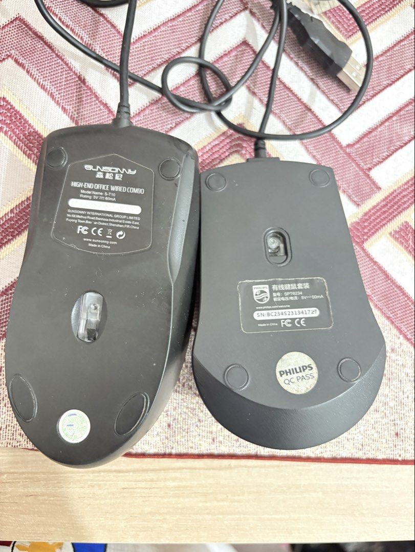 2 Wired mouse and 1 Wired Keyboard Bundle (Category: Computer Keyboard) located in Imus. Submitted by eyey23 (Listing ID 1457400593, Image 3). Description: Take all for ₱300 - Bundle includes: 2 wired mouse and 1 wired keyboard. - Mouse 1: Sunsoy 'HIGH END OFFICE WIRED COMBO' - Mouse 2: Philips - Keyboard: zeus model - All peripherals are wired and connect via USB. - Ideal for home office setups or as backup spares..