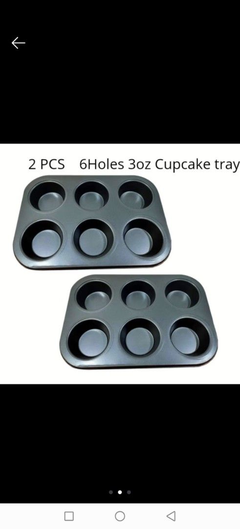 2pcs cupcake tray 6holes (Category: Bakeware) located in Manila. Submitted by brightstone_0e95e6 (Listing ID 1457337701, Image 2). Description: - Set of 2 cupcake trays - Each tray has 6 holes - Ideal for baking cupcakes and muffins.