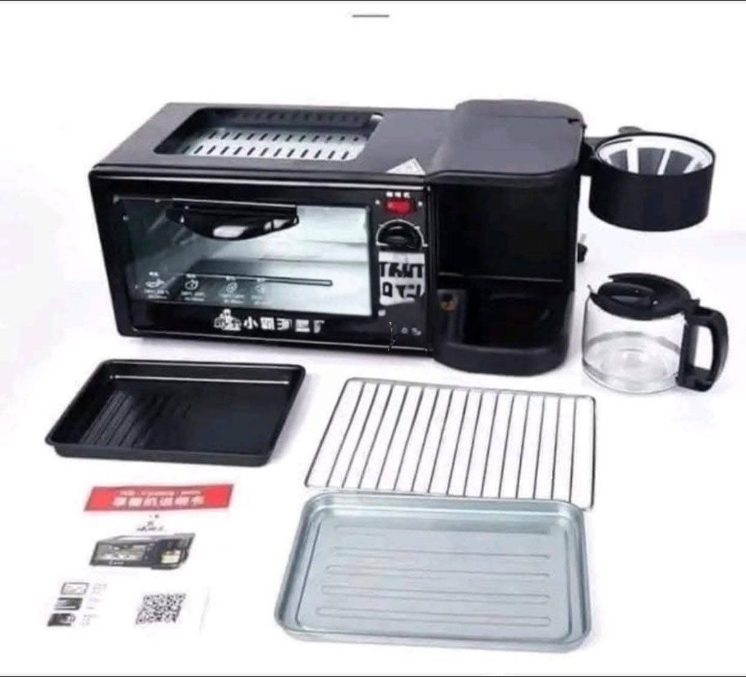 3-in-1 Breakfast Maker: Oven, Griddle, Coffee Maker (Category: Ovens & Toasters) located in Manila. Submitted by jhonlexlim0517 (Listing ID 1457508986, Image 1). Description: - 3-in-1 Appliance: Combines an oven, griddle, and coffee maker. - Versatile Cooking: Bake, toast, fry, and brew coffee all in one unit. - Space-Saving Design: Ideal for small kitchens, dorm rooms, or apartments. - Easy Operation & Cleaning: Simple to use and maintain. - Inc