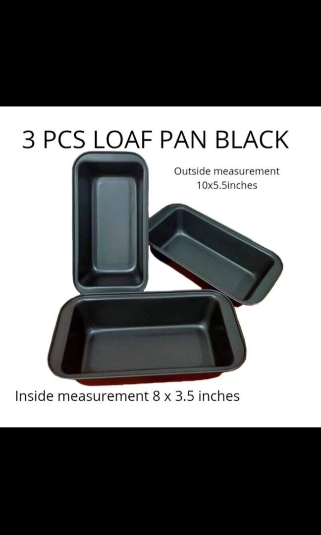 3pcs Loaf pan baking tools baking pan (Category: Bakeware) located in Manila. Submitted by brightstone_0e95e6 (Listing ID 1457337177, Image 3). Description: Selling all my baking pan brand new loaf pan Can do meet up or pick up.