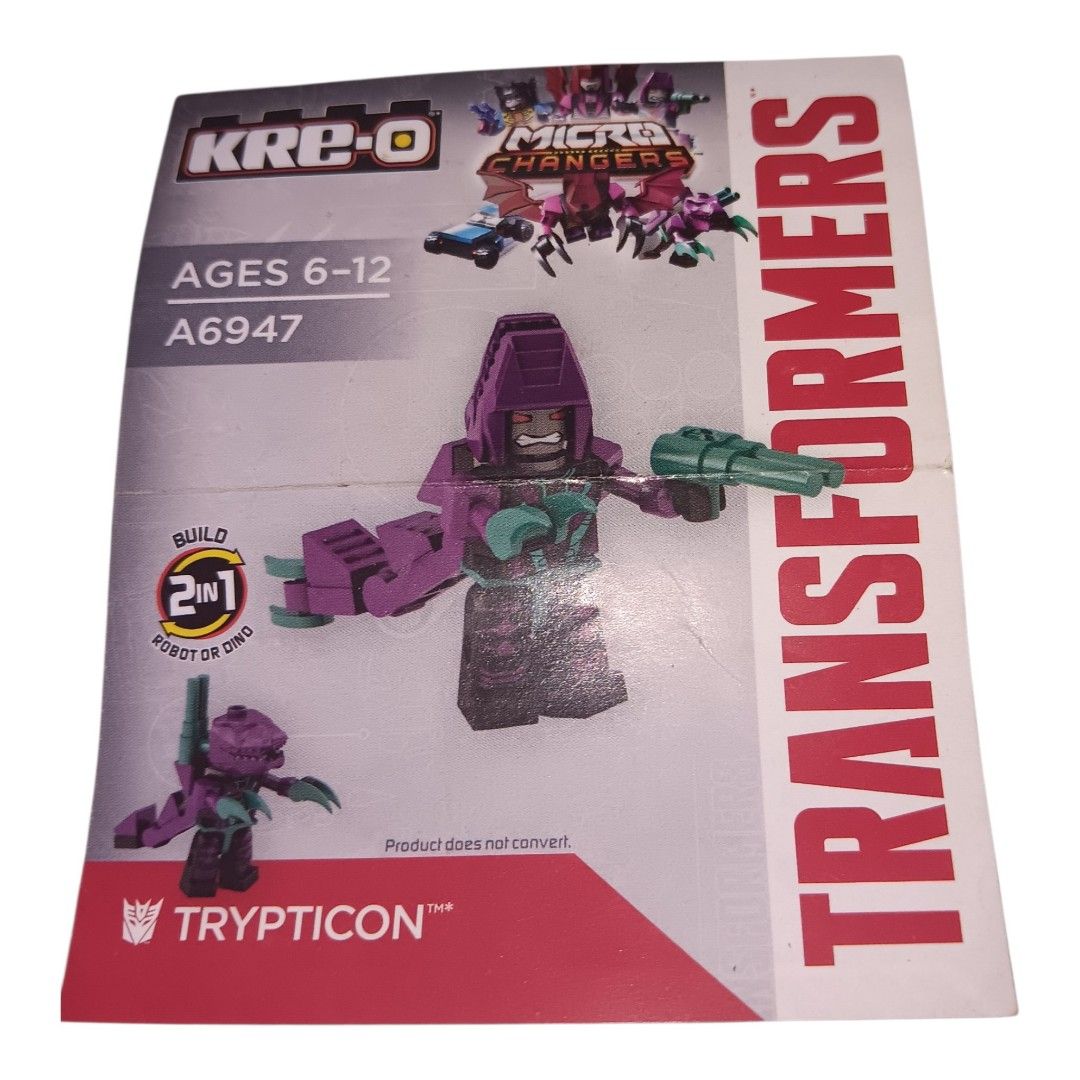 KRE-O Transformers Micro-Changer Trypticon mini-figure (Category: Lego & Building Sets) located in Paranaque City. Submitted by InquisiToyz (Listing ID 1457341822, Image 2). Description: Selling this collectible KRE-O Transformers Micro-Changer Trypticon mini-figure from the blind bag Series 5 assortment! Perfect addition for brick builders, block customizers, and Transformers collectors. Character: Trypticon (Decepticon Titan / Dinosaur) Conditi