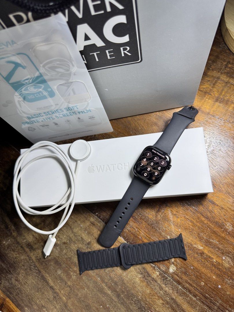 Apple Watch Series 11 42MM (GPS) (Category: Wearables & Smart Watches) located in Puerto Princesa. Submitted by yzamas (Listing ID 1457508987, Image 2). Description: Selling my Apple Watch Series 11 42mm GPS in Jet Black/Midnight 🖤 ✨ Excellent condition — no scratches 📦 Complete with box & charger 🧾 Bought this year 🛡️ Apple warranty until March 9, 2027 📍 42mm | GPS 🔋 Battery health: [99%] Price negotiable Included Accessories: ⌚️ Magnetic 