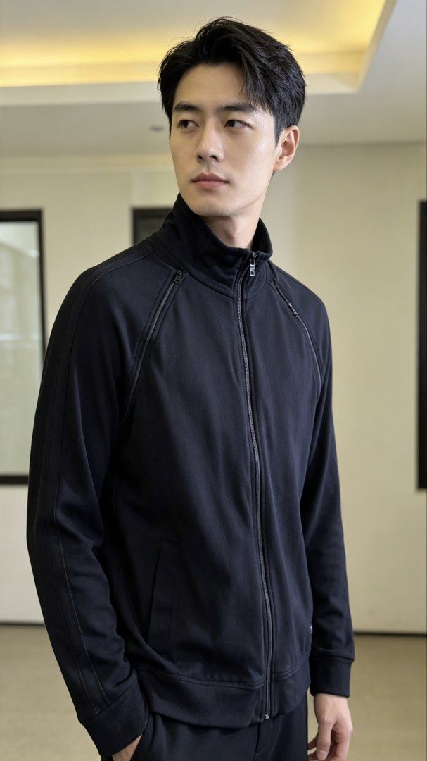 Armani Exchange AX Black Zip-Up Track Jacket L (Category: Coats, Jackets and Outerwear) located in Paranaque City. Submitted by mykapoynton (Listing ID 1457501326, Image 1). Description: Armani Exchange AX Black Zip-Up Track Jacket L - Color: Black - Size: L - Material: 100% Cotton - Features: Full zip-up front, stand-up collar, two zip pockets - Ideal for: Casual wear, light workouts.