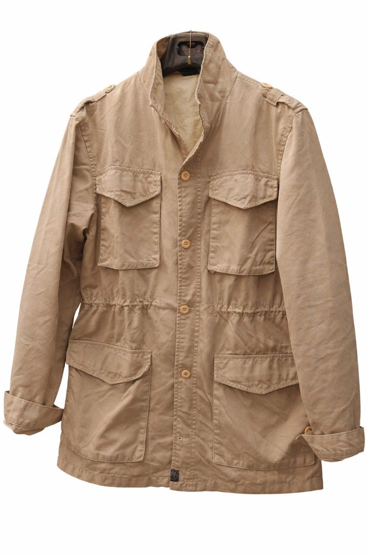 Beige Utility Jacket with Multiple Pockets (Category: Coats, Jackets and Outerwear) located in Baguio. Submitted by give_fad15730 (Listing ID 1457486074, Image 1). Description: -W:21in. -Shoulder:18in. -L:31in. -Arm:25in. - Cool beige utility jacket - Multiple front pockets for convenience - Drawstring waist for a cinched, adjustable fit - Button-up front closure - Ideal for layering - Pairs well with jeans or trousers - Perfect for casual wear.