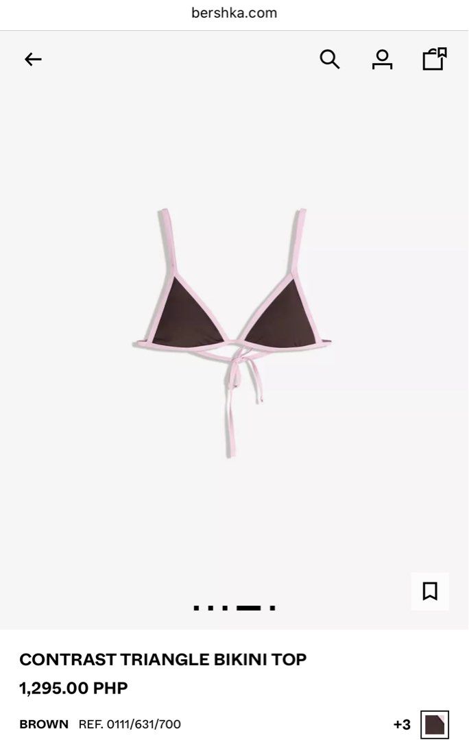 Bershka Contrast Triangle Bikini Top Brown in Large (Category: Bikinis & Swimsuits) located in Taguig. Submitted by chuaaaaaaaa_ (Listing ID 1457351227, Image 1). Description: - adjustable straps - fits medium to large frame - washed but not used Srp: 1,295 #bershka #bershkabikini #brownbikini.