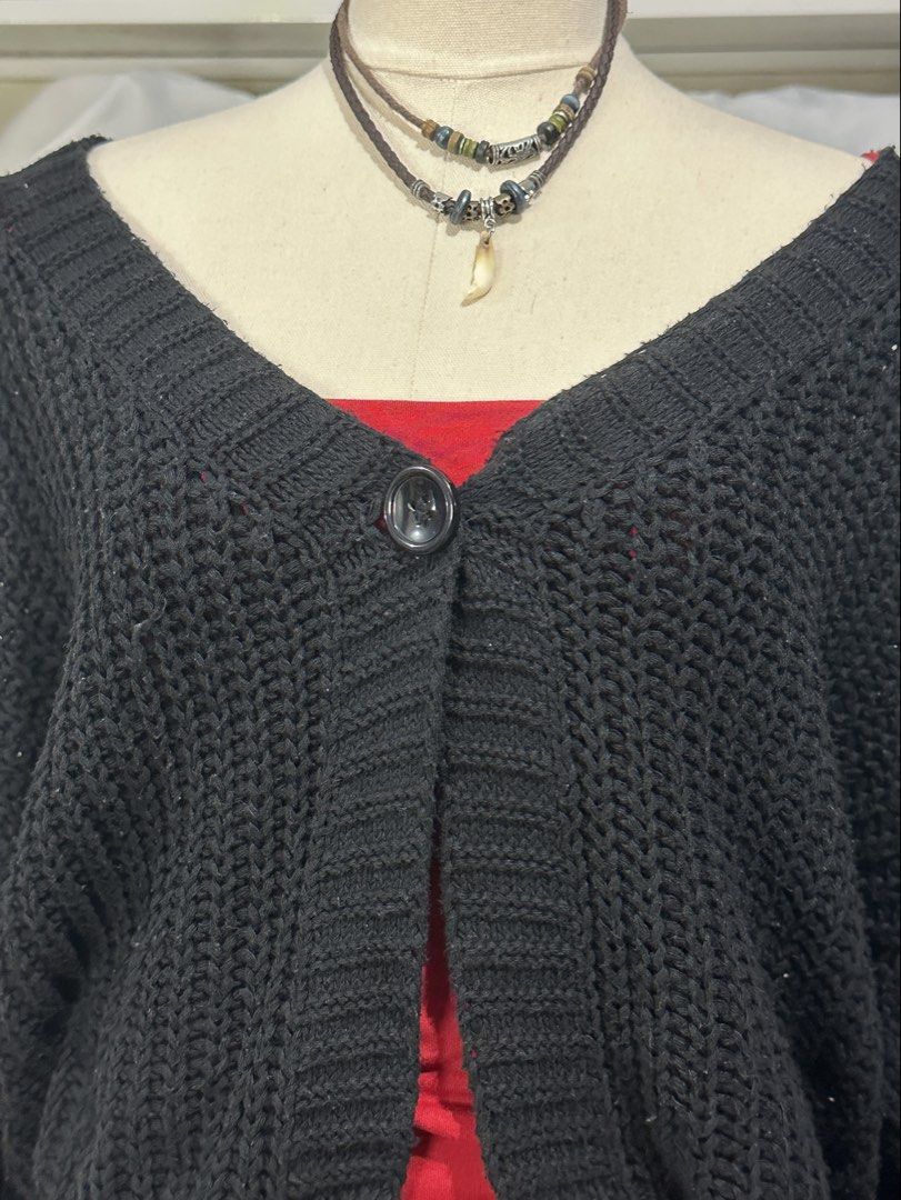 Black Knitted Button Cardigan (Category: Coats, Jackets and Outerwear) located in Caloocan City. Submitted by 444keeps (Listing ID 1457455334, Image 3). Description: Very cute cardigan! Fits S-M.