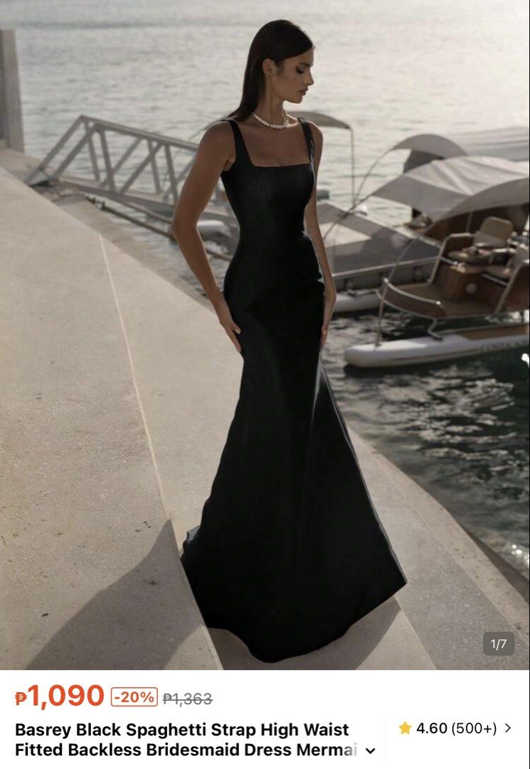 Black Spaghetti Strap Semi Gown Dress (Category: Dresses) located in Taguig. Submitted by acethings (Listing ID 1457344794, Image 1). Description: - Black mermaid dress - Spaghetti straps - Square neckline - Floor length with a slight train - Ideal for formal events and parties - Comfortable and chic - Used only once.