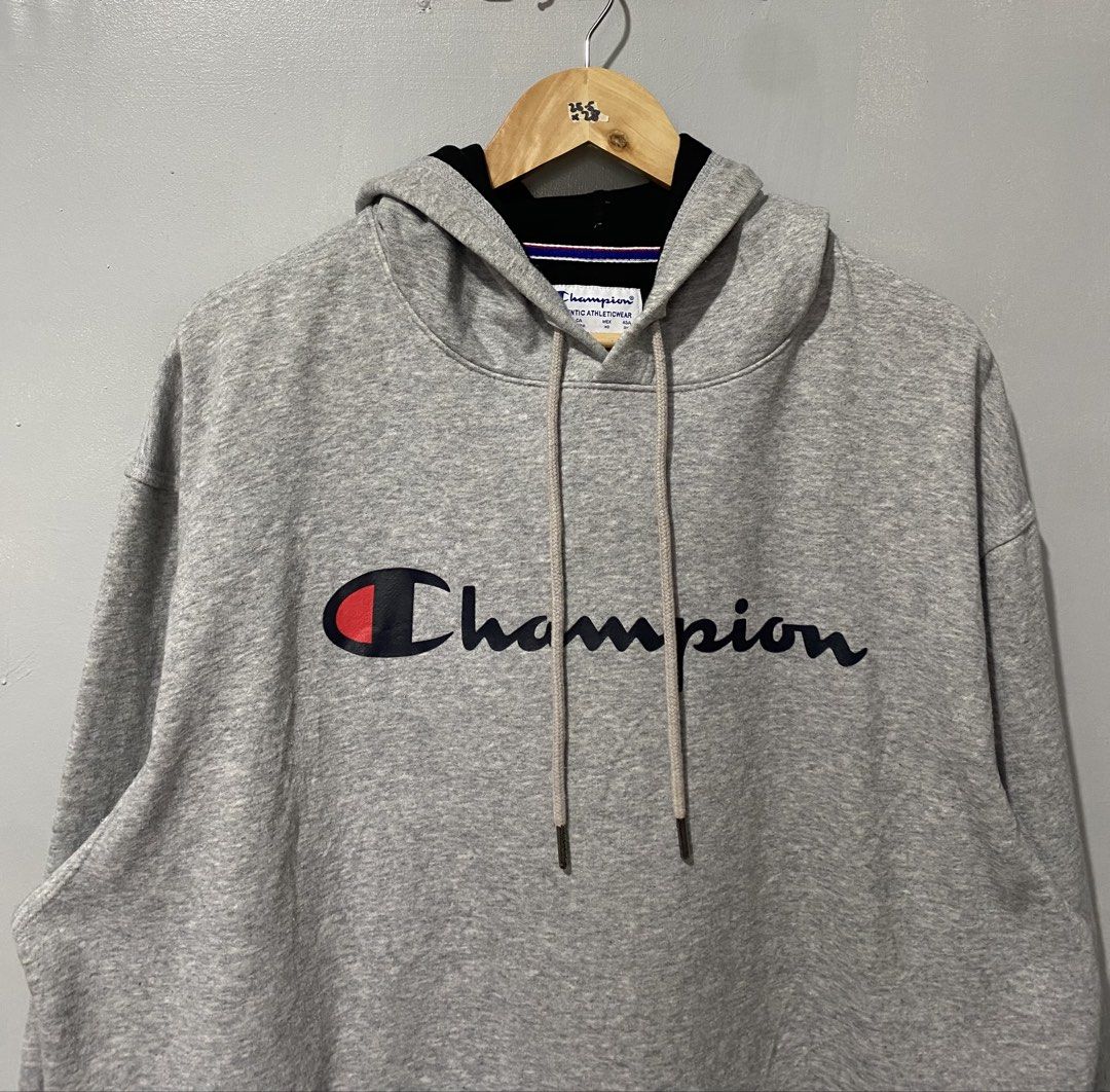 CHAMPION SCRIPT (Category: Hoodies) located in Quezon City. Submitted by fast_break (Listing ID 1457478508, Image 2). Description: CHAMPION HOODIE COLOR: GRAY SIZE: XL ON TAG DIMES: W25.5 x 28L📏 COLOR RATE:9.8/10 EXCELLENT CONDITION AS NEW ✅ NO ISSUE LOC:NOVA QC📍 DM TO PURCHASE 💌.