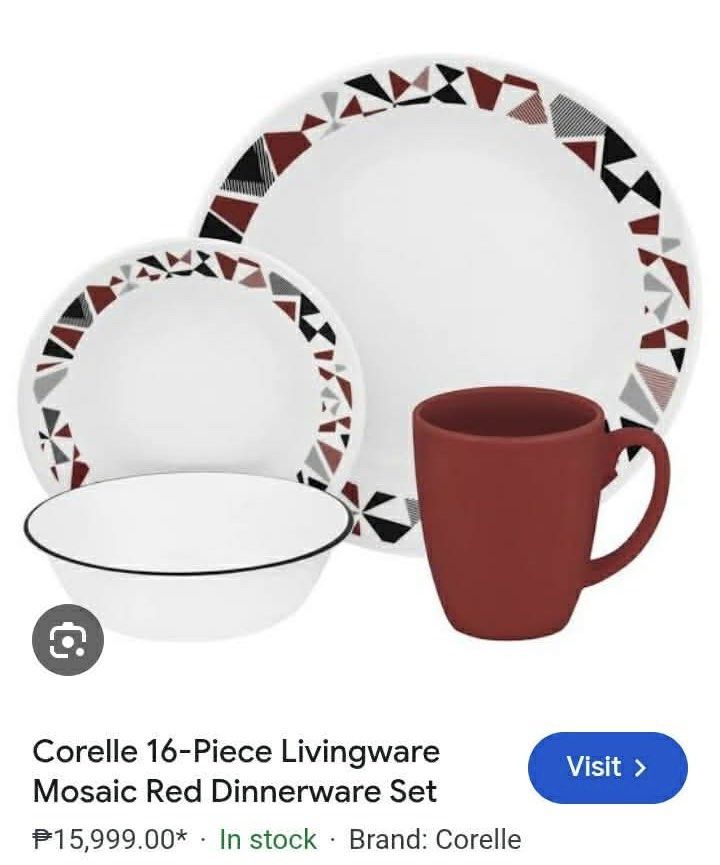 Corelle Dinnerware Set FREE SHIPPING (Category: Dinnerware & Cutlery) located in Tagbilaran City. Submitted by dianne.closet (Listing ID 1457364465, Image 2). Description: FREE SHIPPING NEGOTIABLE - Corelle Dinnerware Set - Brand new - with box - 2 sets available - retails for ₱16k.