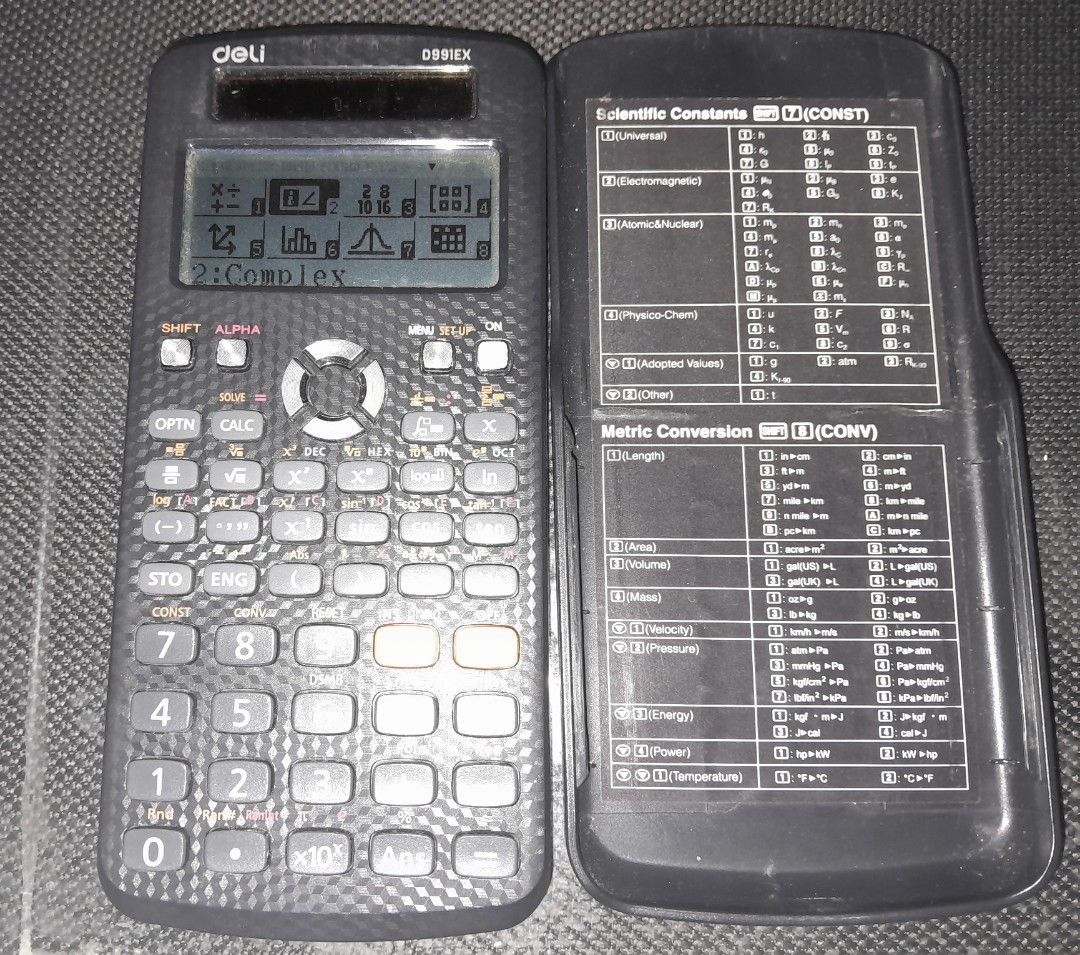 DELI 991 EX (FUNCTIONS LIKE CASIO CLASSWIZ 991 EX) (Category: Office & Business Technology) located in Paranaque City. Submitted by Heyhey0125 (Listing ID 1457330963, Image 2). Description: RFS: Extra calculator. Alternative po sa Casio 991-EX na phased out na po. This is original calculator. Authenthic! Working well and no issues. Can do shift solve for simple equation within 1-3 seconds. For complex equations, less than a minute usually pero de