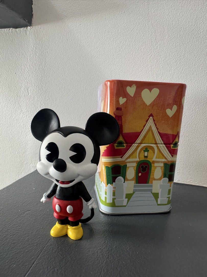 Disney Mickey Mouse Funko Pop & Tin House (Category: Designer & Blind Box Toys) located in Las Pinas. Submitted by raiamrl (Listing ID 1457381113, Image 3). Description: - Mickey Mouse Funko Pop figure in classic outfit. - Decorative tin house with cute heart design. - Ideal for Disney collectors and fans..