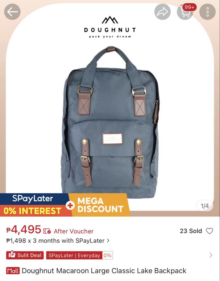 Doughnut Macaroon (Category: Backpacks) located in San Mateo. Submitted by summerph (Listing ID 1457449356, Image 1). Description: Doughnut Macaroon Large Classic Lake Backpack Macaroon Large has a roomy storage and organized compartments. It has water bottle compartments and other functional organizers, and has a clean and stylish outlook..