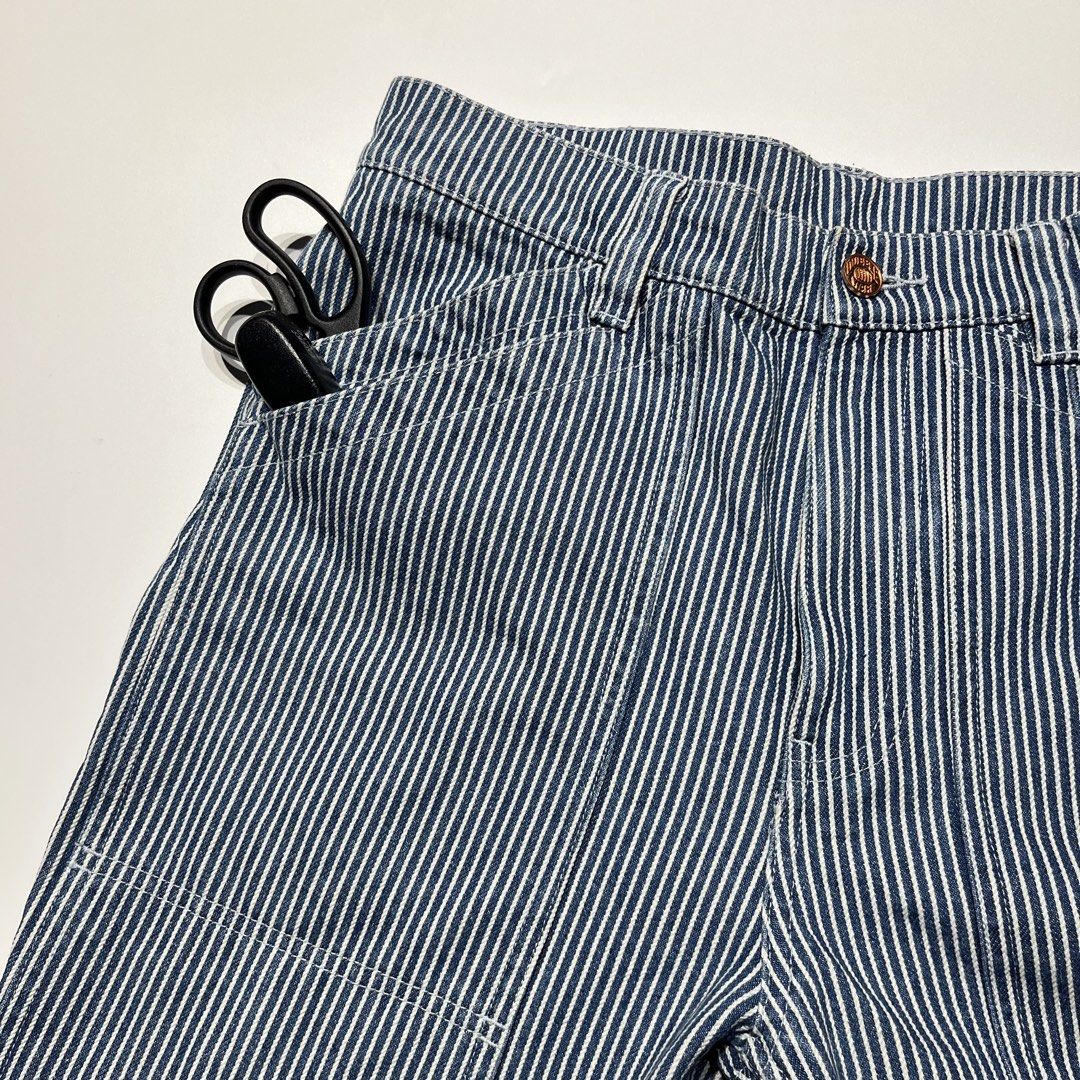 DUBBLEWARE BREWSTER HICKORY STRIPE DOUBLEKNEE PANTS (Category: Jeans) located in Balanga. Submitted by goodiegarments (Listing ID 1457455910, Image 3). Description: DUBBLEWARE BREWSTER DOUBLEKNEE PANTS - HICKORY STRIPE SAMPLE PAIR (RARE) A Dubbleware original from the archives. The Brewster doubleknee pant fits snug on the waist whilst leaving plenty of room through the thigh and leg in a 50's inspired wide fit. Featuring double knee overlaid pan