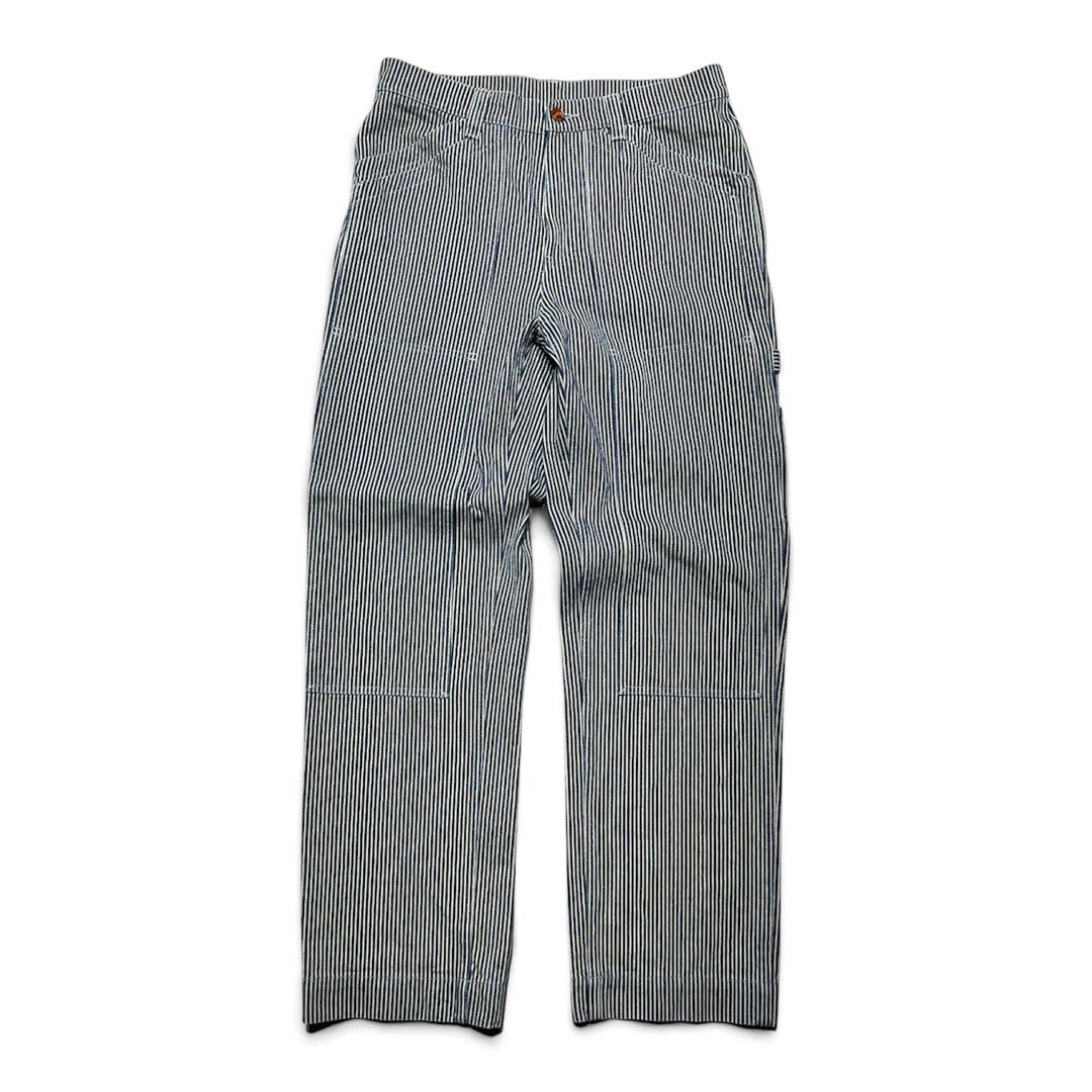 DUBBLEWARE BREWSTER HICKORY STRIPE DOUBLEKNEE PANTS (Category: Jeans) located in Balanga. Submitted by goodiegarments (Listing ID 1457455910, Image 1). Description: DUBBLEWARE BREWSTER DOUBLEKNEE PANTS - HICKORY STRIPE SAMPLE PAIR (RARE) A Dubbleware original from the archives. The Brewster doubleknee pant fits snug on the waist whilst leaving plenty of room through the thigh and leg in a 50's inspired wide fit. Featuring double knee overlaid pan