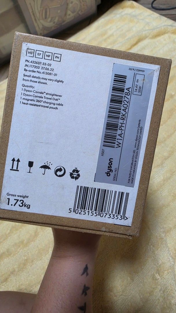 Dyson Corrale Straightener (Category: Hair) located in Rizal. Submitted by jlofernandez (Listing ID 1457424813, Image 2). Description: - Dyson Corrale straightener - Cordless design for ultimate portability - Magnetic 360° charging dock - Used 2x only - Bought for Php24,000 (w/receipt attached) - Includes travel pouch and charging cable - Ideal for styling on the go.