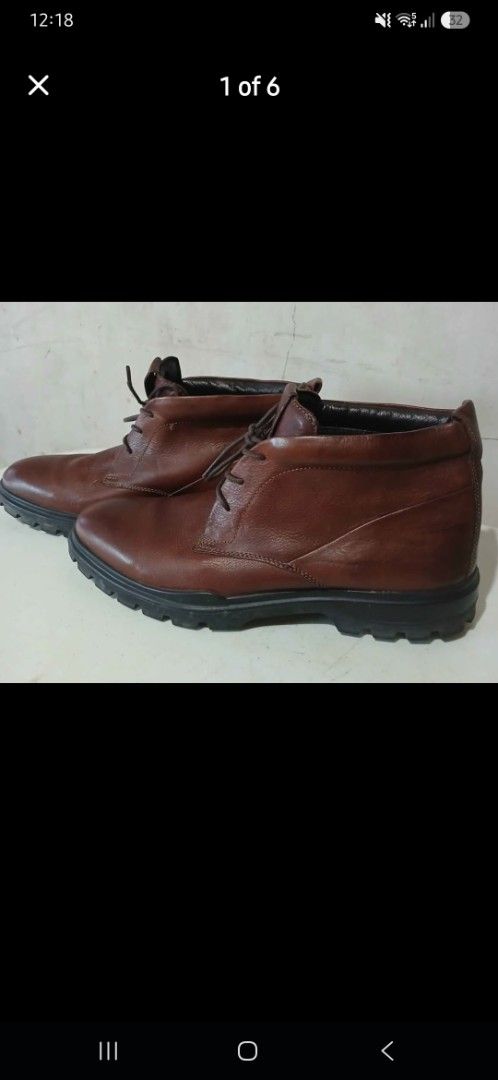 Ecco Brown Leather Chukka Boots (Category: Boots) located in Manila. Submitted by miczngrz (Listing ID 1457365314, Image 1). Description: - Brand: Ecco - Model: CityTray Avant - Style: Chukka Boots - Color: Brown Leather - Size: 44 EU / 10-10.5 US - Closure: Lace-up - Features: Sturdy construction, good sole tread - Condition: Good, with minor scuffs on leather - No box since this was shipped from the US in a balikbayan box. - Original price: USD