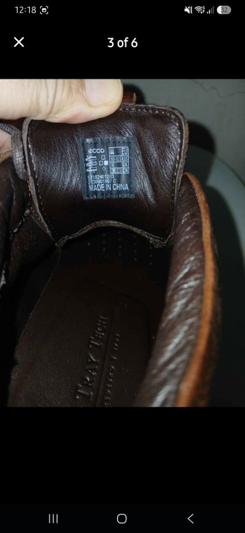 Ecco Brown Leather Chukka Boots (Category: Boots) located in Manila. Submitted by miczngrz (Listing ID 1457365314, Image 3). Description: - Brand: Ecco - Model: CityTray Avant - Style: Chukka Boots - Color: Brown Leather - Size: 44 EU / 10-10.5 US - Closure: Lace-up - Features: Sturdy construction, good sole tread - Condition: Good, with minor scuffs on leather - No box since this was shipped from the US in a balikbayan box. - Original price: USD