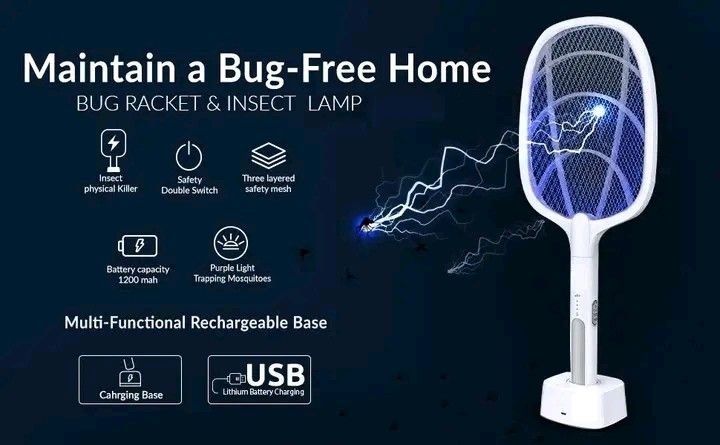 Electric Mosquito Swatter Bug Racket Insect Lamp Rechargeable Base (Category: Lighting) located in Manila. Submitted by hasylne.818 (Listing ID 1457468475, Image 3). Description: Mosquito Bat with UV Light Lamp Five Nights Mosquito Killer Auto kill 2-in-1 Mosquito Racket .
