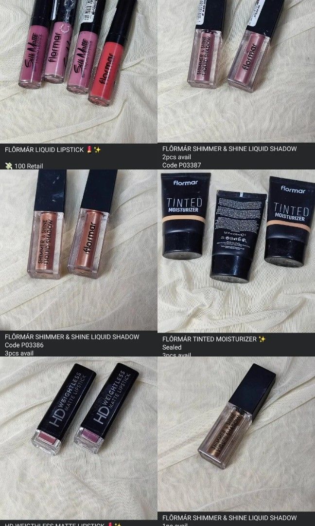 FLÔRMÁR Cosmetics & BYS (Category: Makeup) located in Manila. Submitted by dconlinesh14898 (Listing ID 1457363978, Image 2). Description: AVAILABLE ONHAND ‼️ 💄 MALL PULL OUT - BYS COSMETICS & FLORMAR COSMETICS INTERNATIONAL BRAND (ITALIAN/TURKISH BRAND) 🌸✨🧿 • with tag price • sealed & brandew • all in good condition, from mall talaga • all mabenta shades. • not expired ‼️Some items are sealed, while others are unsealed because we opened them t