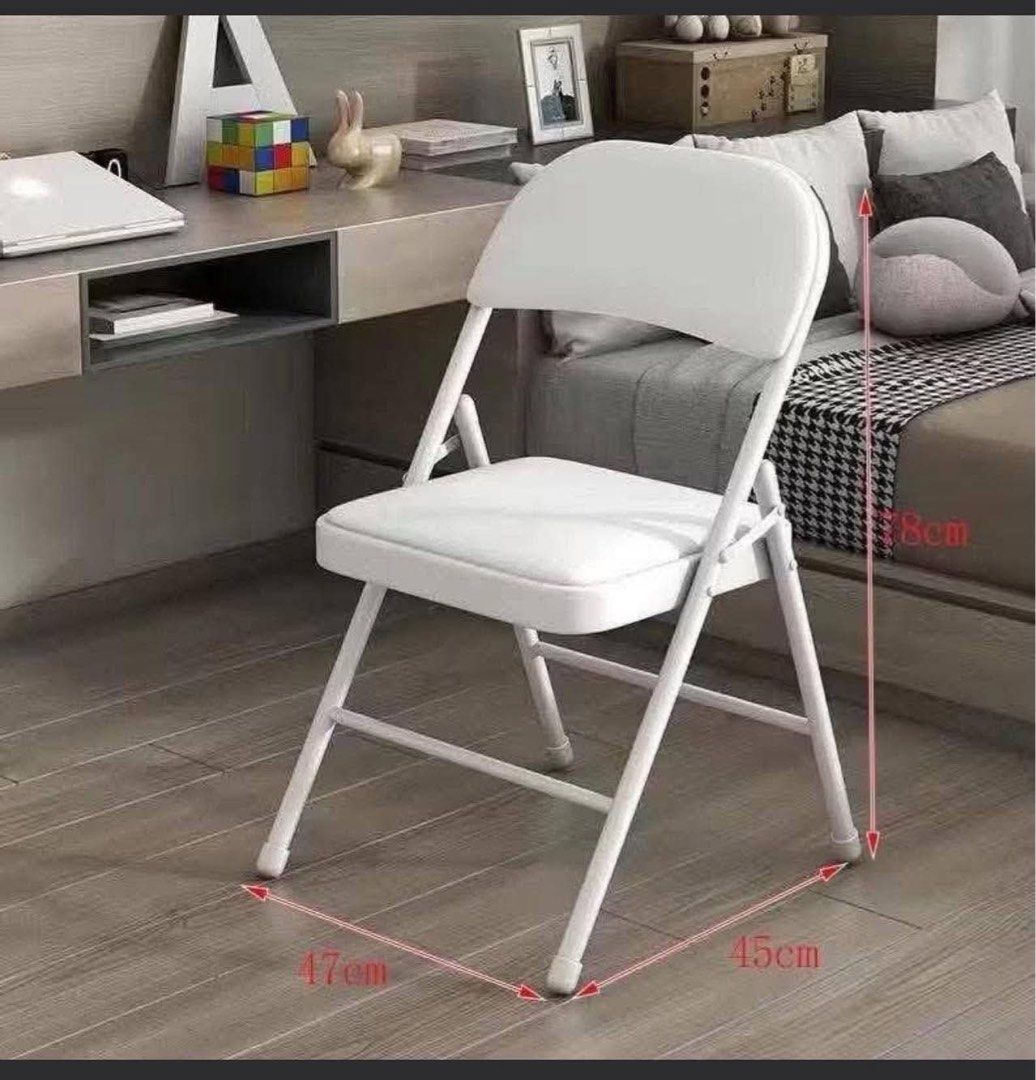 Folding Table and Chair Set - White (Category: Tables & Sets) located in Manila. Submitted by jennytyu (Listing ID 1457508699, Image 2). Description: Selling a white folding table and chair set. Table dimensions: 760mm x 490mm x 710mm height. Chair dimensions: 47cm width, 45cm depth, 88cm height. Great for small spaces or extra seating. Folds for easy storage. White colour. Set table & chair.