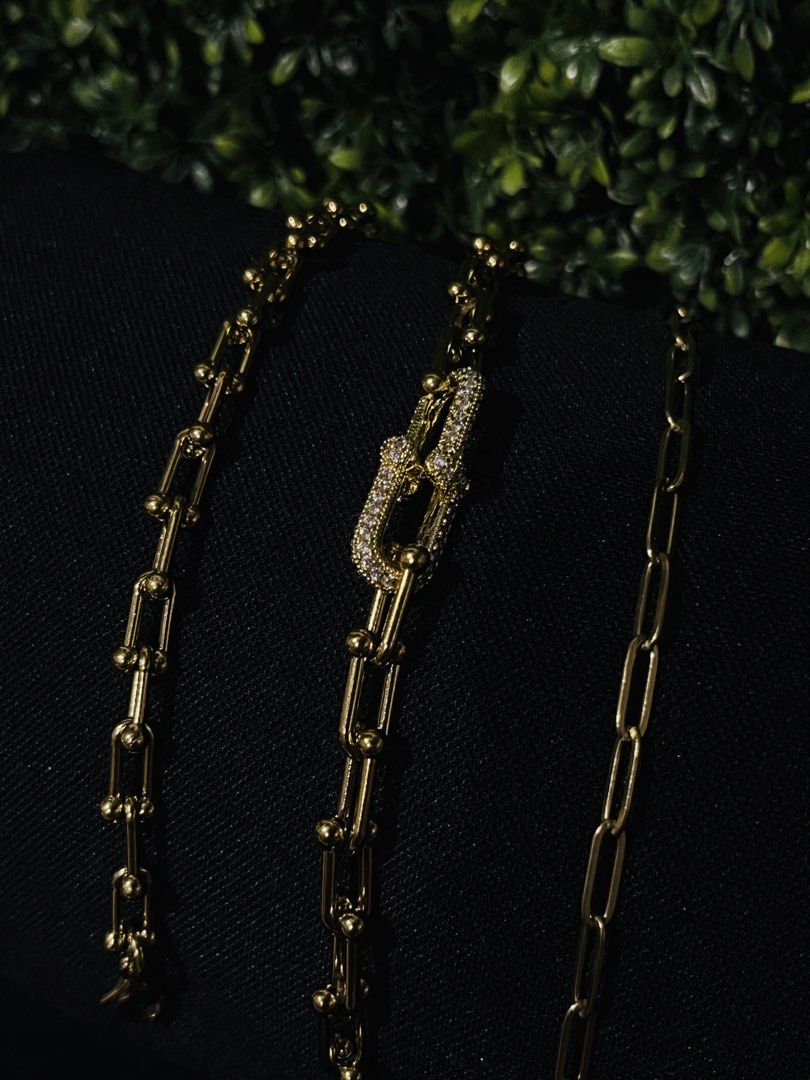 Gold Chain Necklace with CZ Clasp (Category: Necklaces) located in Manila. Submitted by janni4010 (Listing ID 1457345301, Image 2). Description: - Unique gold chain necklace - Features a special clasp with small stones - Mix of bead and link chain segments - Versatile: great for layering or wearing alone - Beautiful shine, suitable for everyday wear.