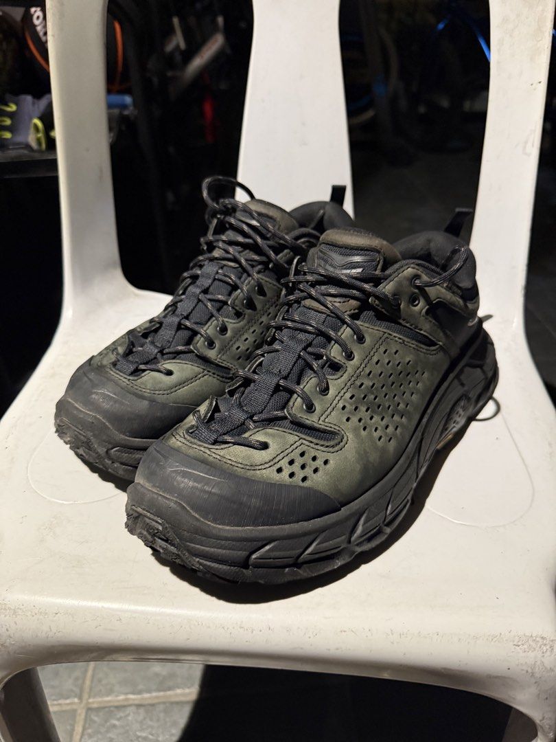 Hoka Tor Ultra Low (Category: Sneakers) located in Pasig City. Submitted by andre_suarez (Listing ID 1457474903, Image 2). Description: Hoka Tor Ultra Low. Black. Goretex waterproof. Heavily used but still usable. With box. US 9. .