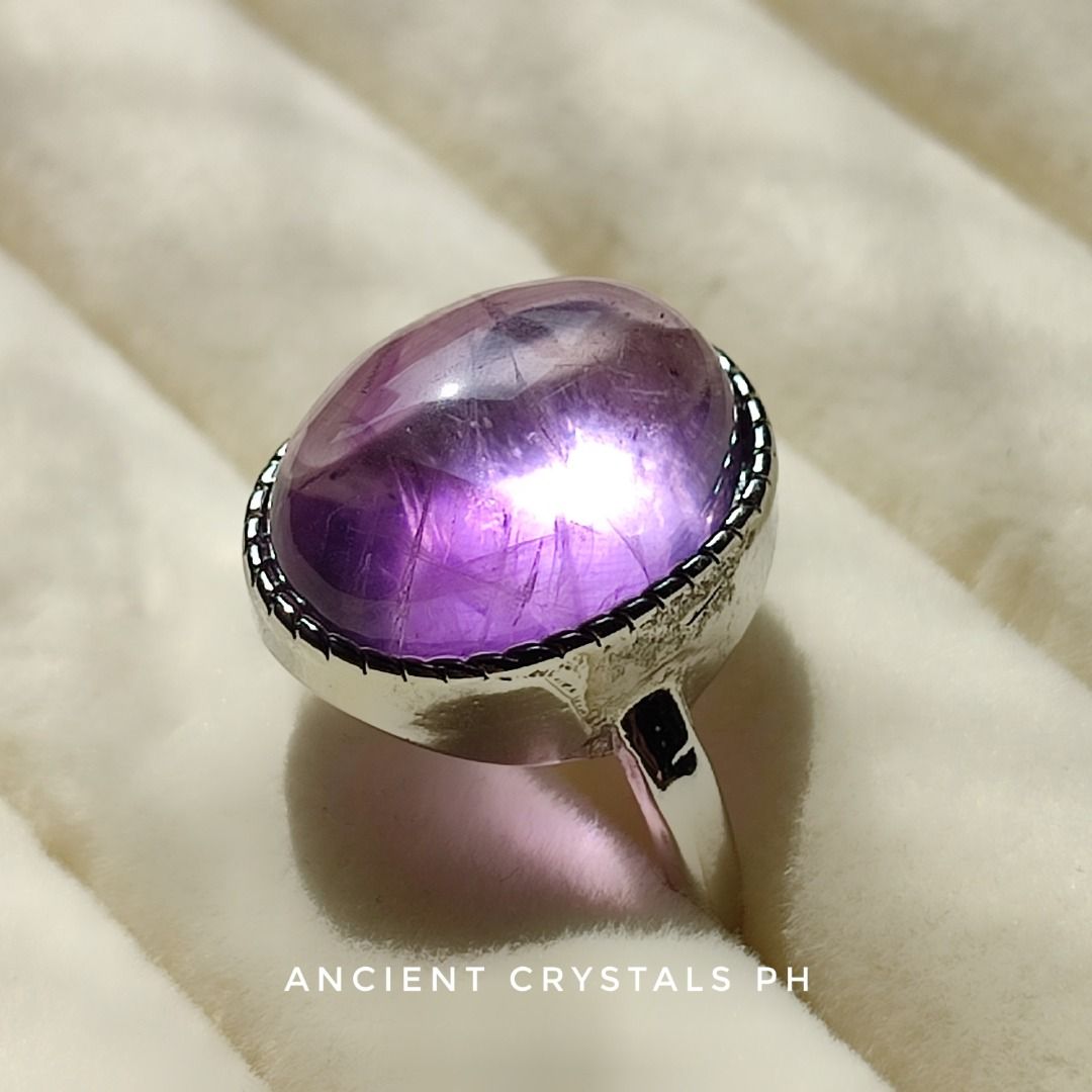 HQ Amethyst Ring ~ “Kara” 💜✨ (Category: Rings) located in Makati City. Submitted by ancientph (Listing ID 1457505247, Image 2). Description: HQ Amethyst Ring ~ “Kara” 💜✨ From the Golden Hours Collection Good for: -Promotes deep serenity, high-vibrational calm, and stress relief -Enhances spiritual intuition and sharpens mental clarity -Shields the aura from negative vibrations and psychic strain -Soothes the mind and aids in peaceful, restful s