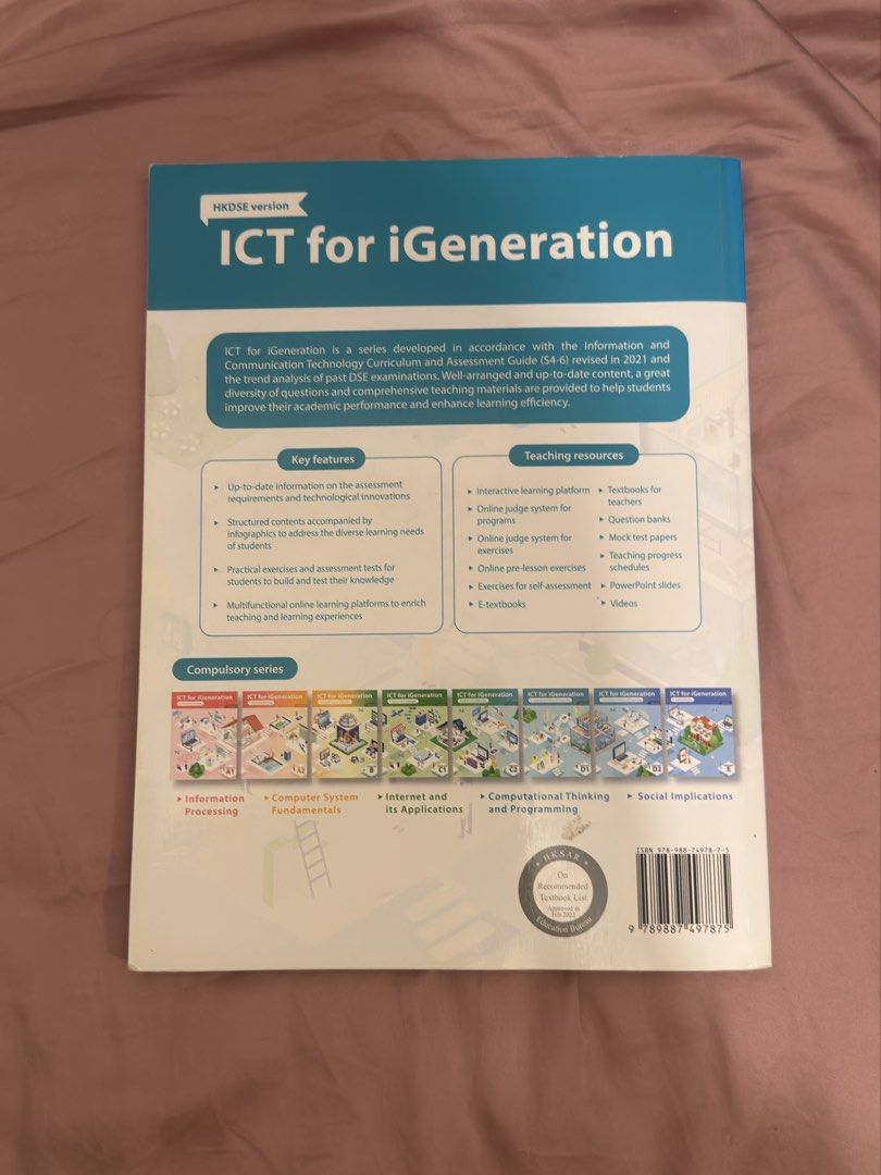 ICT for iGeneration HKDSE Version Computational Thinking and Programming （分類：教科書）位於 Hong Kong。 由 vv1vzv 提交（商品編號 1457489636，圖片 3）。簡介： ICT for iGeneration textbook, HKDSE version. Focuses on Computational Thinking and Programming. Covers if.elseif.else conditional statements. Includes pseudocode, block programming, and flowchart examples. Great resource for learning ICT concepts. Published by Pearson.。