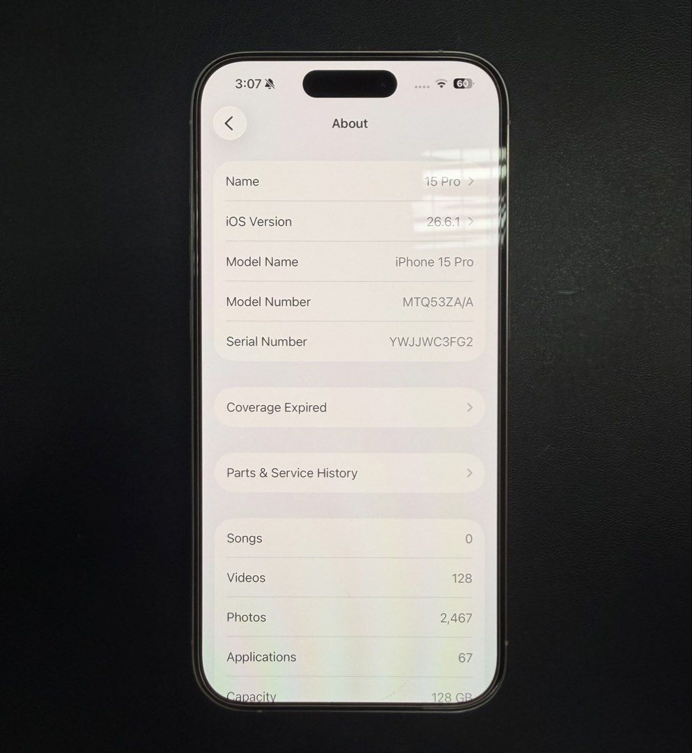 Iphone 15 Pro (Category: iPhone 15 Series) located in Manila. Submitted by qqquatro_1 (Listing ID 1457408855, Image 3). Description: For Sale or Swap !! Iphone 15 Pro White Titanium 128GB 78BH Openline 9/10 Condition | With Few Scratches on screen. Inclusions: Unit, Case, and Cable! QC Location .