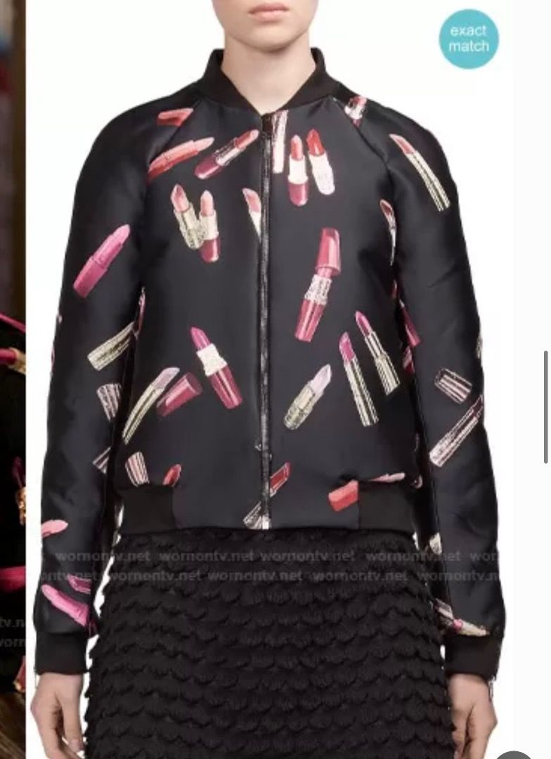 jacket (Category: Coats, Jackets and Outerwear) located in Baguio. Submitted by me1960 (Listing ID 1457510752, Image 3). Description: GIAMBATISTA JACKET LUXURY DESIGNER BRAND made in PARIS - Stylish black bomber jacket - All-over fun lipstick print - Ribbed cuffs and hem for a snug fit - Full zipper closure - Versatile: pairs well with jeans or leggings - A unique statement piece for your wardrobe No return No exchange.