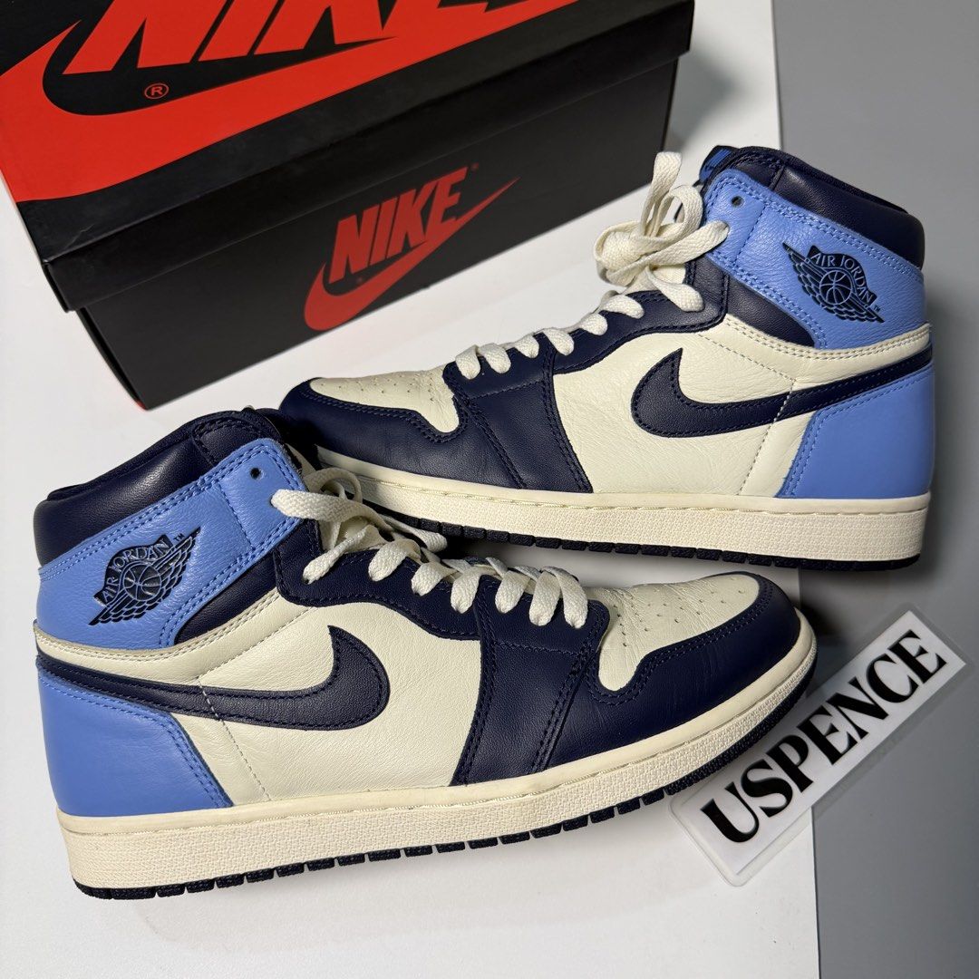 Jordan 1 High OG Obsidian Unc (Category: Sneakers) located in Makati City. Submitted by uspence (Listing ID 1457409206, Image 1). Description: Jordan 1 High OG Obsidian Unc • Used / Legit (Local Release) • Sz: 8.5 Mens complete w/box & original Laces 2 Laces(Will add extra sail laces from laceswap project) • Minor Toe box Crease from usage • Ship: LBC/Grab only ‼️Check last photo for certificate of authenticity by CheckCheck Meetup: By arrangemen
