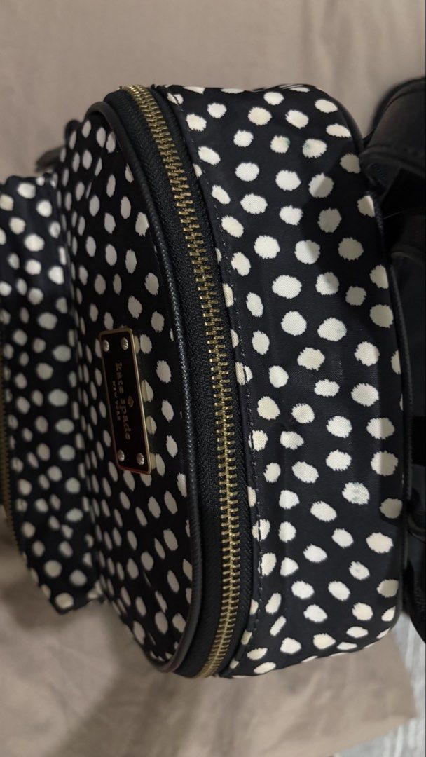 Kate Spade Wilson Polka dot Bagpack (Category: Luxury Bags & Wallets) located in Manila. Submitted by declutterqueen25 (Listing ID 1457457647, Image 3). Description: Authentic/Original Like new No issue Ginamit lang to ng daughter ko sa summer class niya Rfs: not using anymore.