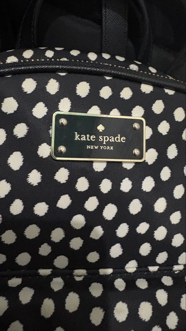Kate Spade Wilson Polka dot Bagpack (Category: Luxury Bags & Wallets) located in Manila. Submitted by declutterqueen25 (Listing ID 1457457647, Image 2). Description: Authentic/Original Like new No issue Ginamit lang to ng daughter ko sa summer class niya Rfs: not using anymore.