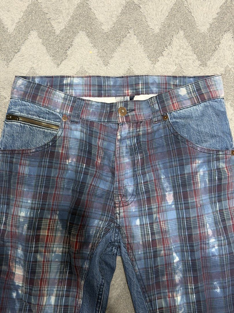 Kenzo Homme - Archive Plaid Patchwork Denim Pants (Category: Jeans) located in Cavite. Submitted by commoncourtesy (Listing ID 1457334714, Image 3). Description: Authentic Size 32 on tape measure.