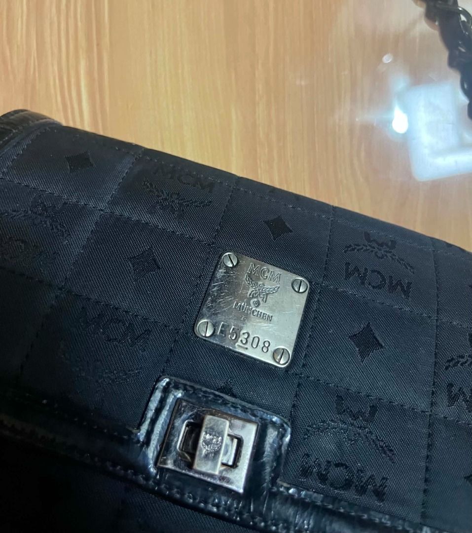MCM Quilted Monogram Kili Bag with Chain Strap (Category: Luxury Bags & Wallets) located in Manila. Submitted by senggggg. (Listing ID 1457490695, Image 3). Description: good condition working zip minimal sign of use mold in lower part check details.