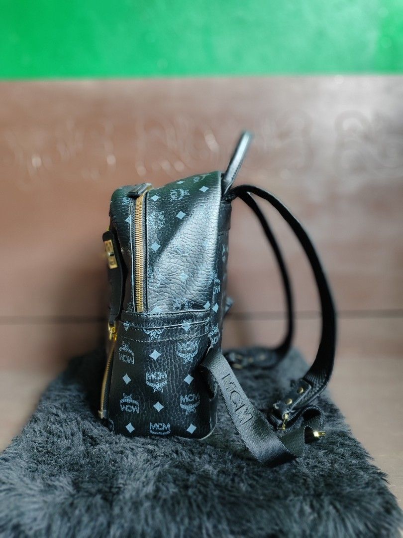 MCM Studs Backpack (Category: Luxury Bags & Wallets) located in Bacolod City. Submitted by johnthrift (Listing ID 1457366412, Image 3). Description: MCM Studs Backpack Authentic/Orig Size Medium Rank B May issue lang sa loob sa zipper size bakbak at sa sa side pocket yun lang naman overall body maganda Sobra Dm me if youre interested💌.